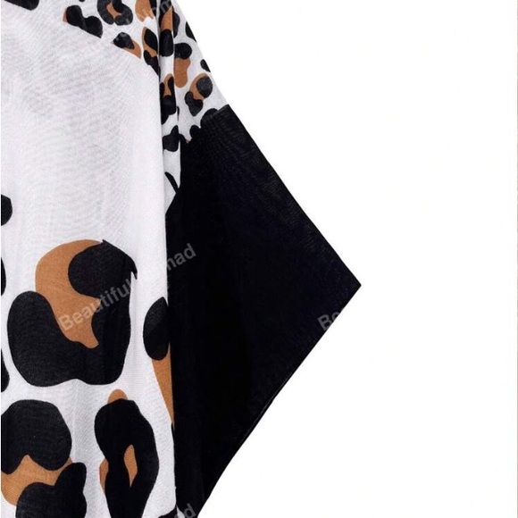 Kimono Cape Coverup Leopard Print Batwing Sleeve Asymmetrical Hem Kimono nwt - Picture 4 of 9